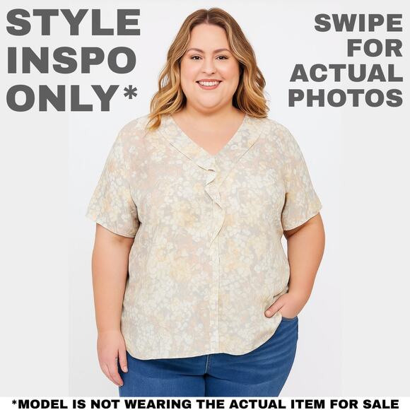 Notations Green Floral Silk Button Front Blouse | Size 18W | NWT 0212 - Picture 3 of 10